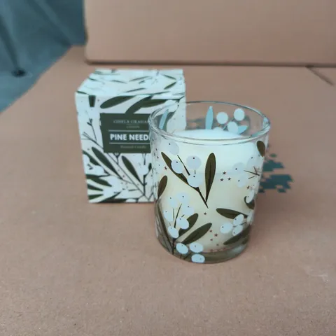 GISELA GRAHAM LONDON - PINE NEEDLE CANDLE SET, 6 GLASS VOTIVE CANDLES – XMAS
