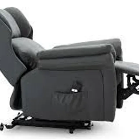 BOXED OAKFORD SLATE FAUX LEATHER RISE RECLINER ARMCHAIR (2 BOXES)