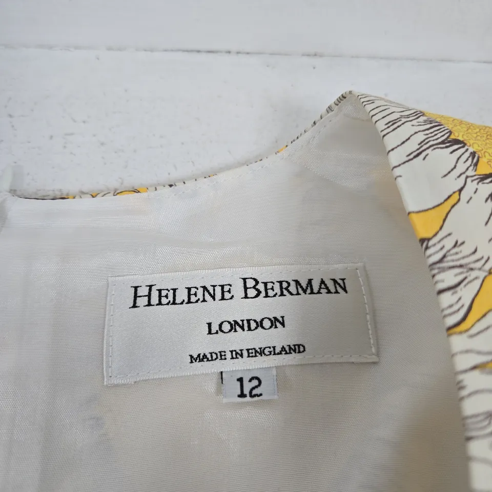 HELENE BERMAN LONDON WOMEN'S KAFTAN-STYLE DRESS, YELLOW FLORAL PRINT, UK 12