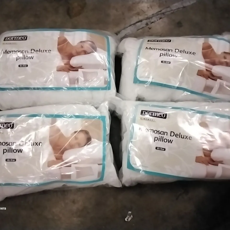 2 × BOXES CONTAINING 4 × BRAND NEW DORMEA MEMORY MEMOSAN DELUXE PILLOWS 48 × 70CM IN EACH BOX