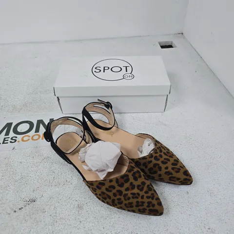 SPOT ON LEOPARD PRINT SLINGBACK FLATS – UK SIZE 8 (WOMEN’S)