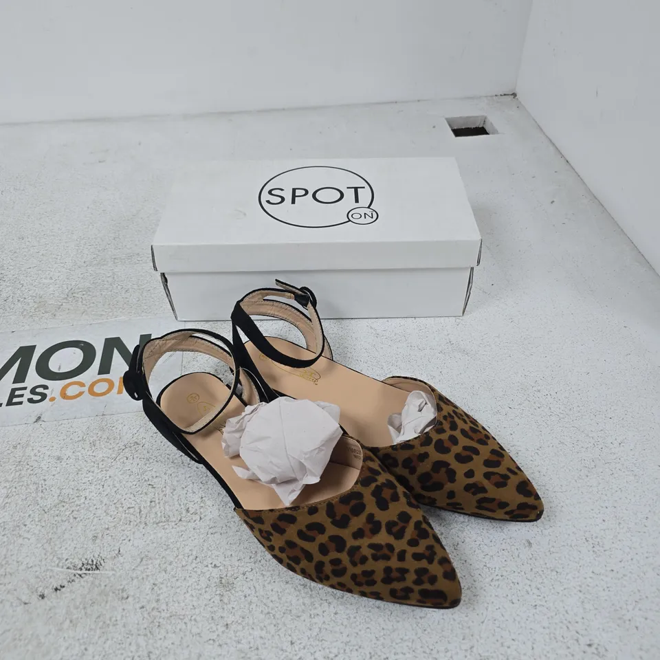 SPOT ON LEOPARD PRINT SLINGBACK FLATS – UK SIZE 8 (WOMEN’S)