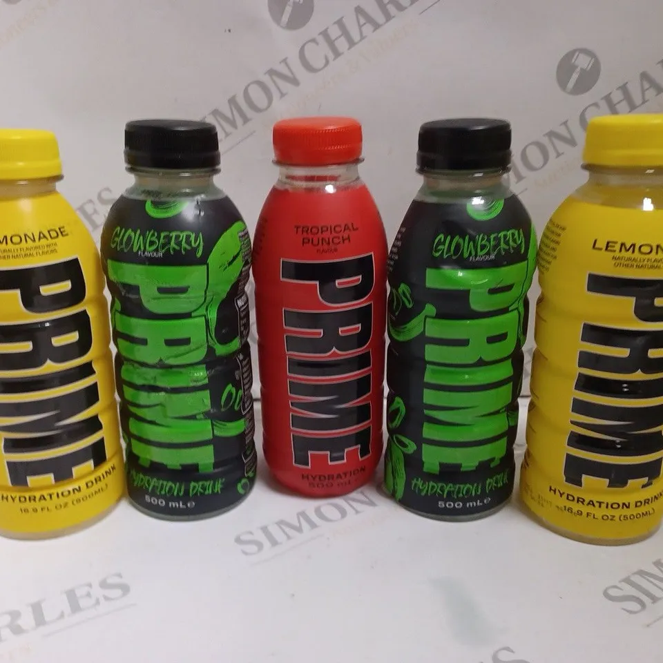 5 X PRIME ENERGY HYDRATION DRINK TO INCLUDE LEMONADE, TROPICAL PUNCH, GLOWBERRY 