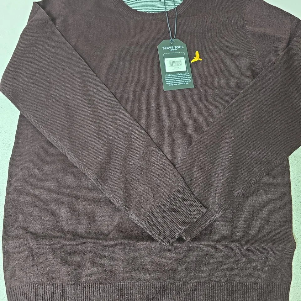 BRAVE SOUL LONG SLEEVE CREW NECK JUMPER, OXBLOOD - SIZE M