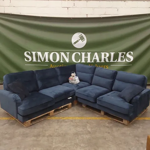 VICTORIA FABRIC CORNER GROUP SOFA - NAVY