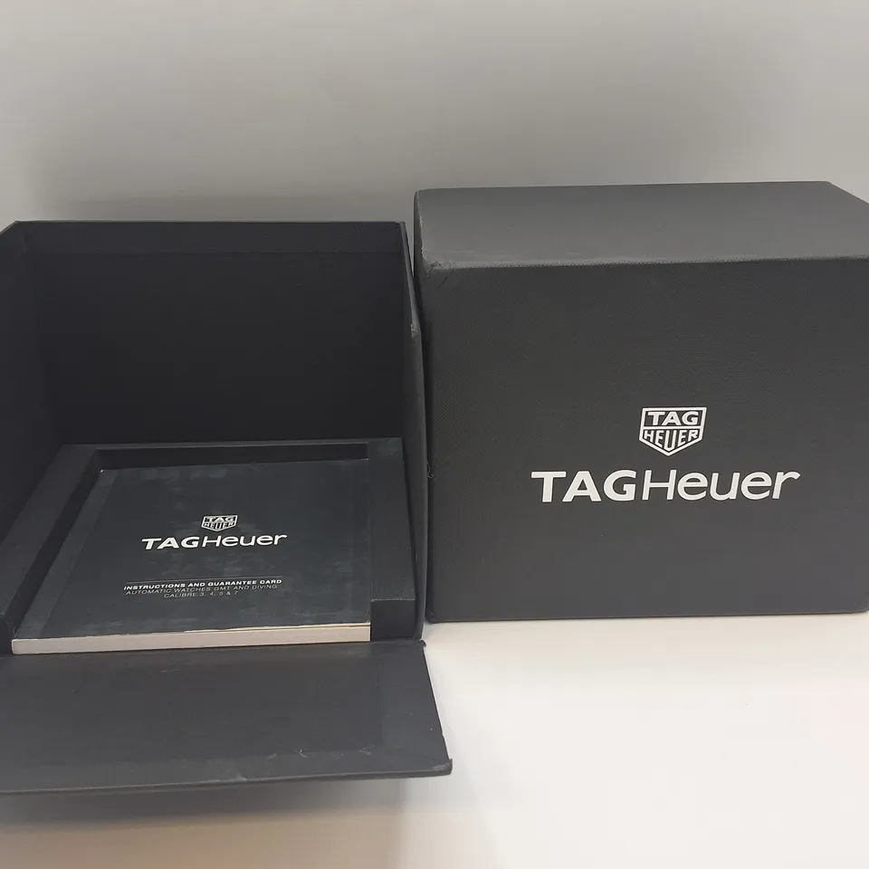 BOXED TAG HEUER AQUARACE CALIBRE AUTOMATIC BLACK DIAL WATCH