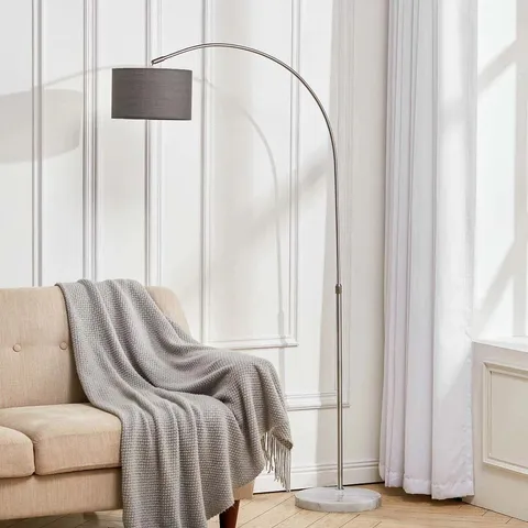 BOXED LEWALLEN 131CM SILVER ARCHED FLOOR LAMP