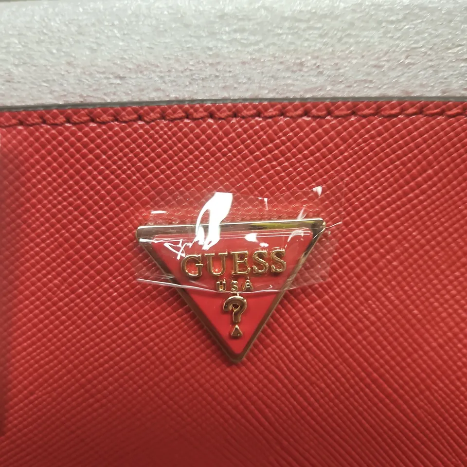 GUESS RED LEATHER HANDBAG WITH TOP HANDLES – BRAND TAG ATTACHED