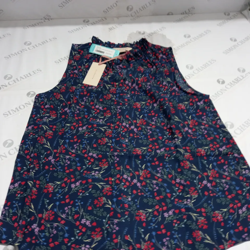 MAUVETTE ORLA PRINTED RUFFLE NECK SLEEVELESS TOP - 14