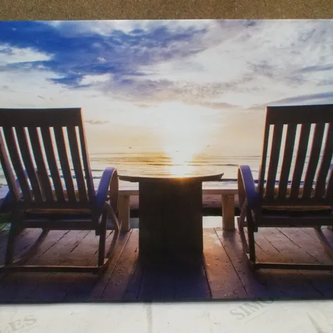 ROCKING CHAIR AT THE TERRACE, SUNRISE BY TOIWOODY - WRAPPED CANVAS PRINT