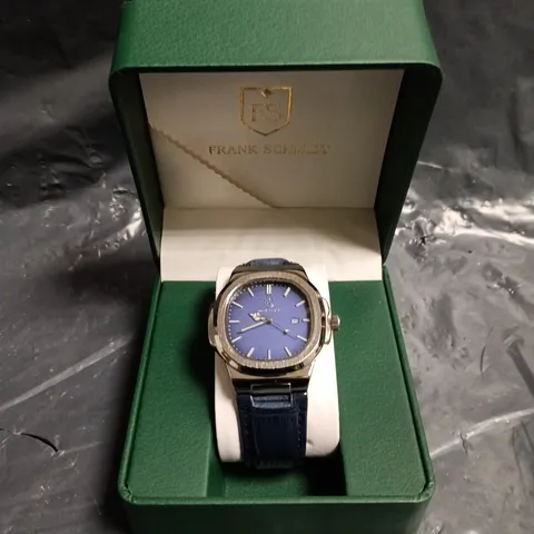 MENS FRANK SCHMIDT WATCH – TEXTURED DIAL WITH DATE – LEATHER STRAP