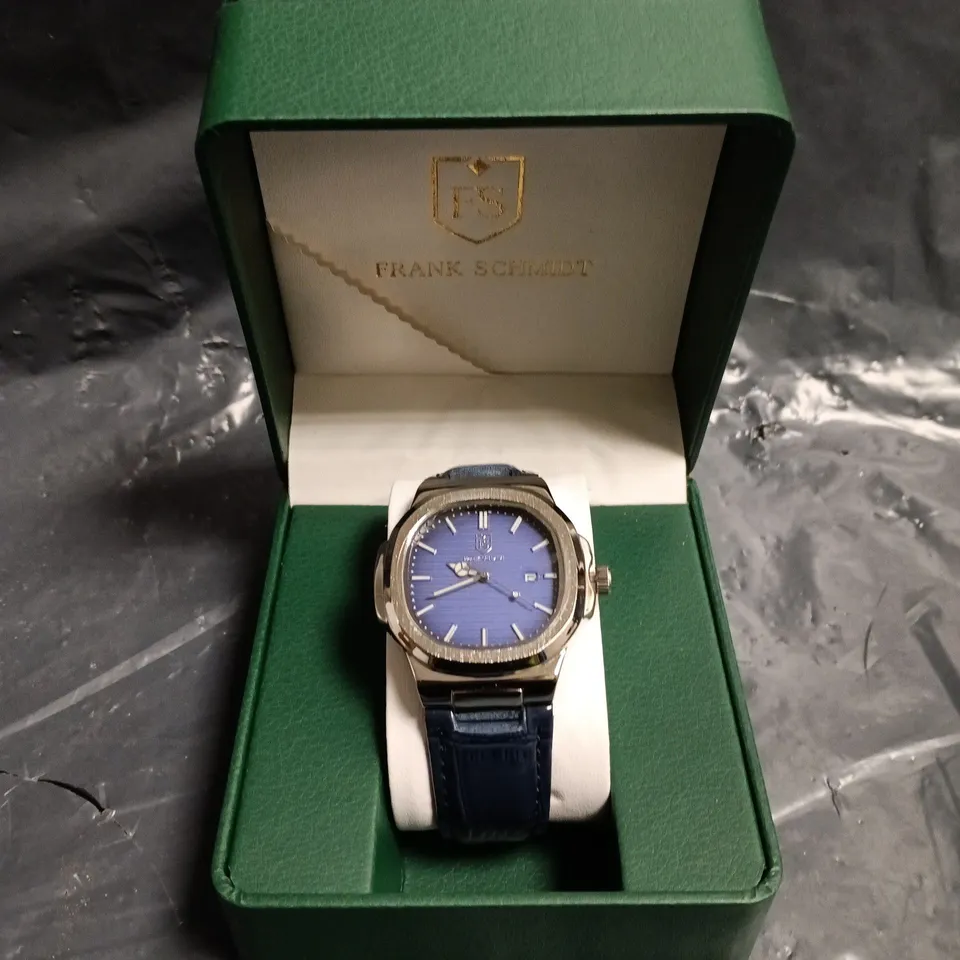 MENS FRANK SCHMIDT WATCH – TEXTURED DIAL WITH DATE – LEATHER STRAP