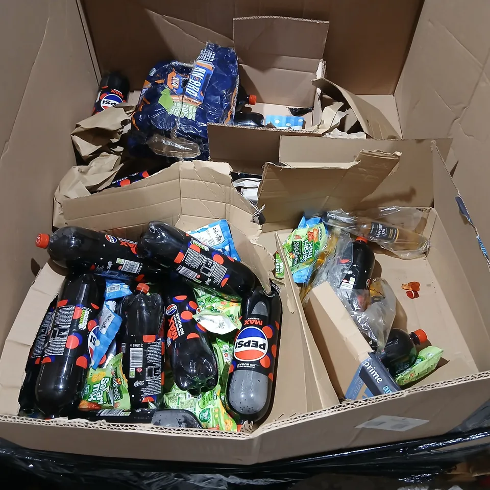 PALLET OF ASSORTED OUT OF DATE FOOD AND DRINK TO INCLUDE; PEPSI MAX CHERRY ROWNTREES SAFARI MIX AND RAPESEED OIL