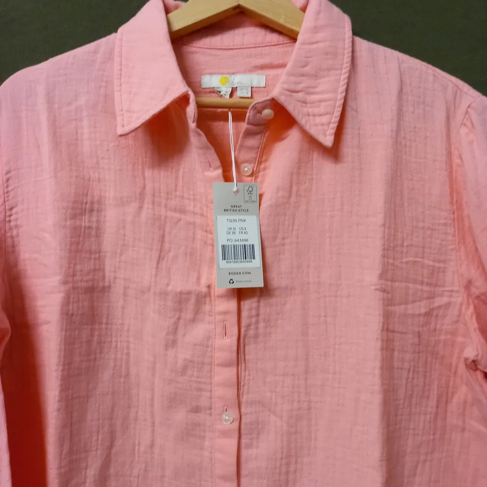 BODEN LONG SLEEVE BUTTON SHIRT IN PINK - UK 12