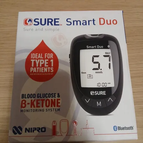 SURE SMART DUO BLOOD GLUCOSE & B-KETONE MONITORING SYSTEM – BOXED