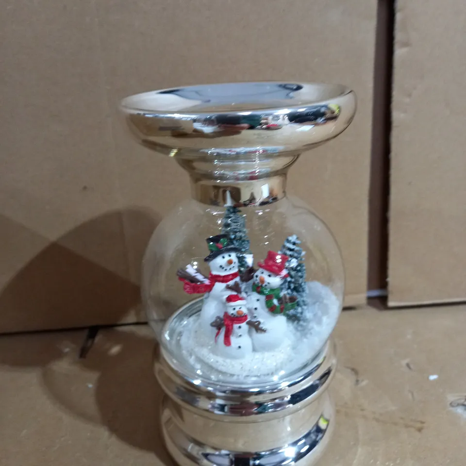 SANTA EXPRESS PRE-LIT SCENIC SNOWY CANDLE HOLDER - SNOWMAN
