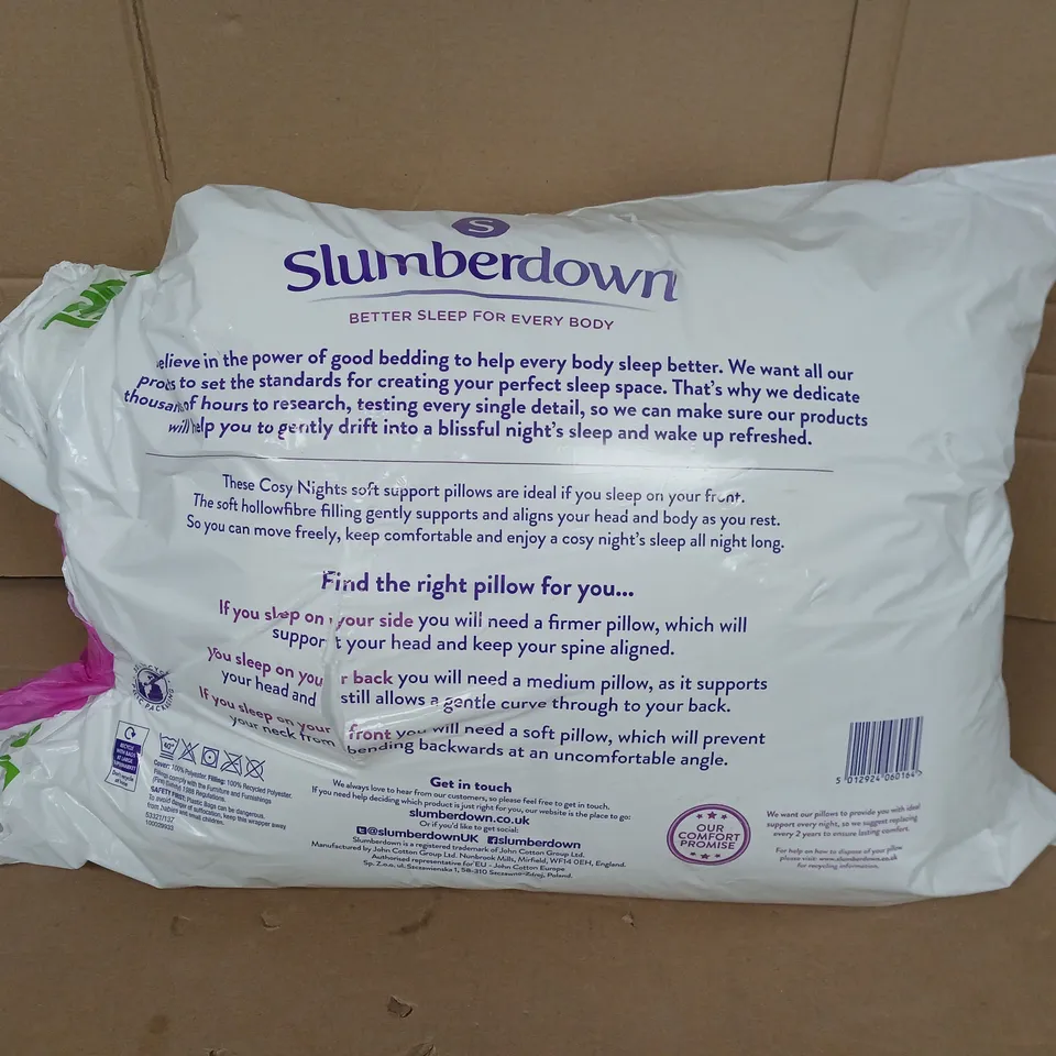 SLUMBERDOWN SOFT SUPPORT FRONT SLEEPER PAIR OF PILLOWS