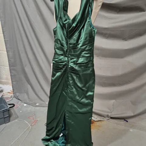 LAVETIR GREEN SATIN EVENING GOWN – WOMEN'S FULL-LENGTH FORMAL DRESS