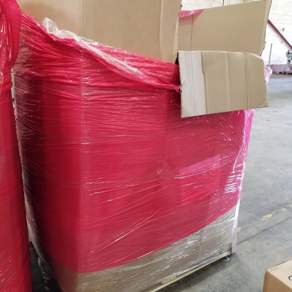 PALLET OF ASSORTED PRODUCTS INCLUDING OFFICE CHAIR, RICE COOKER, RETRACTABLE GATE, PROFESSIONAL HAIR DRYER