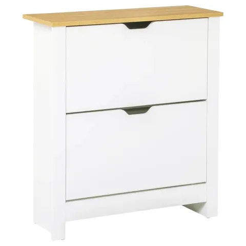 BOXED HOMCOM MODERN WOODEN SHOE STORAGE CABINET - WHITE
