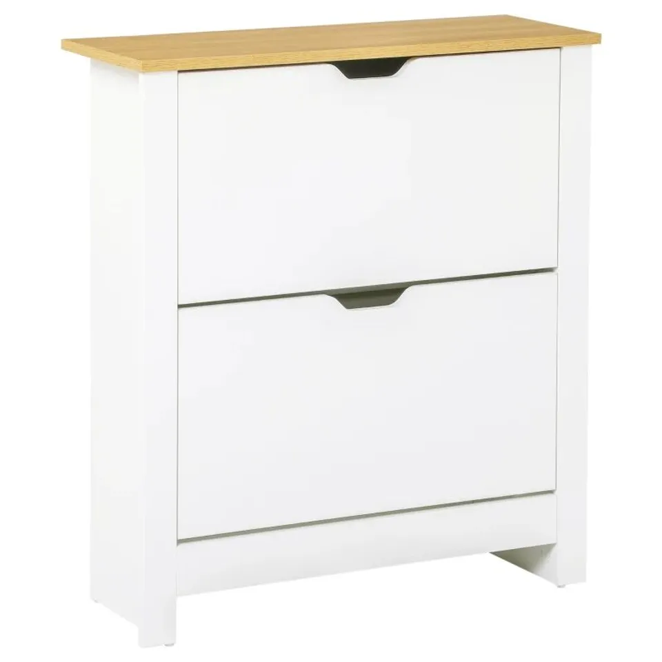 BOXED HOMCOM MODERN WOODEN SHOE STORAGE CABINET - WHITE