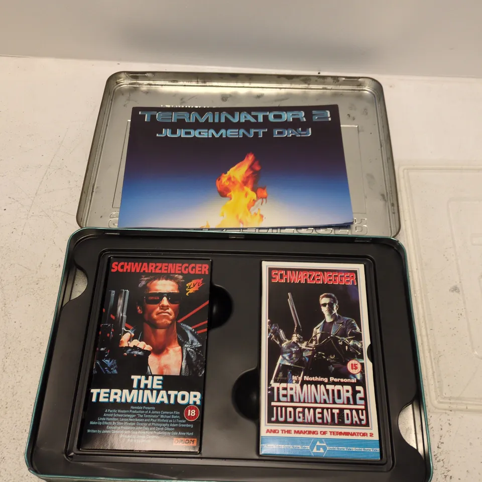 TERMINATOR 1 & 2 LIMITED EDITION BOX SET – VHS IN METAL TIN (THE TERMINATOR & JUDGMENT DAY)