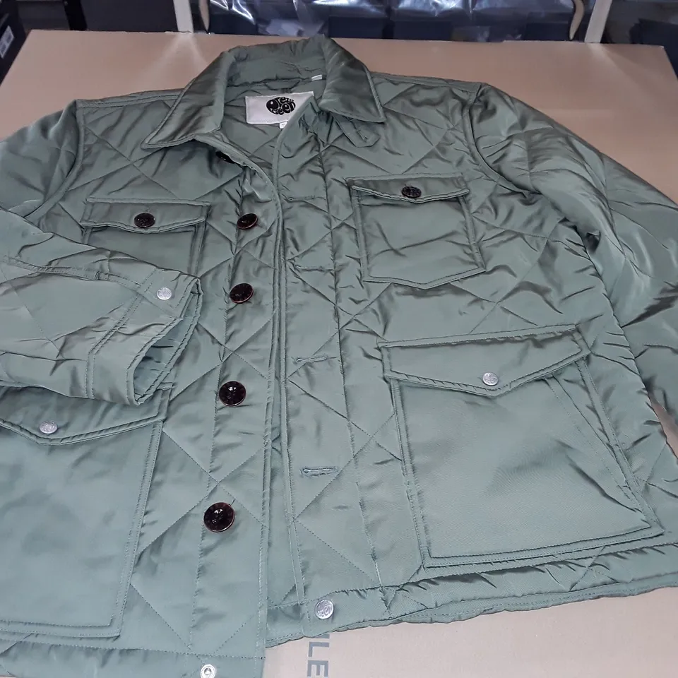PRETTY GREEN QUILTED COAT IN GREEN - SIZE 7