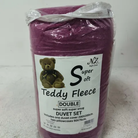 NZ NIGHT ZONE TEDDY FLEECE DUVET SET – PURPLE - DOUBLE
