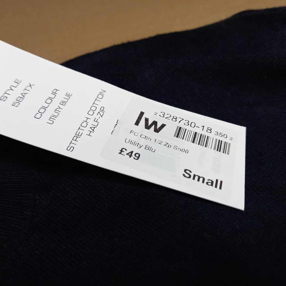 FRENCH CONNECTION HALF-ZIP STRETCH COTTON FLEECE IN UTILITY BLUE - S