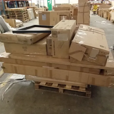PALLET OF ASSORTED DESIGNER FURNITURE AND FURNITURE PARTS AND PIECES 