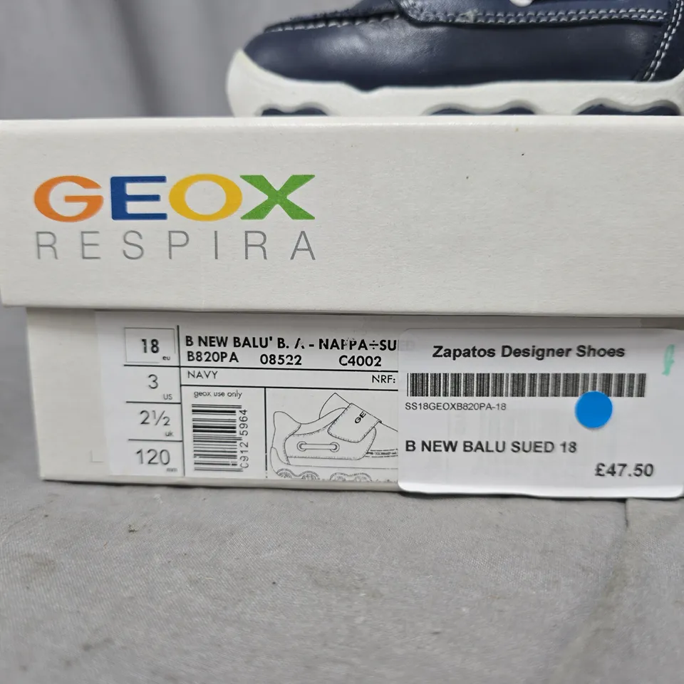 GEOX RESPIRA BABY SHOES – NAVY LEATHER, UK 2.5 (EU 18)