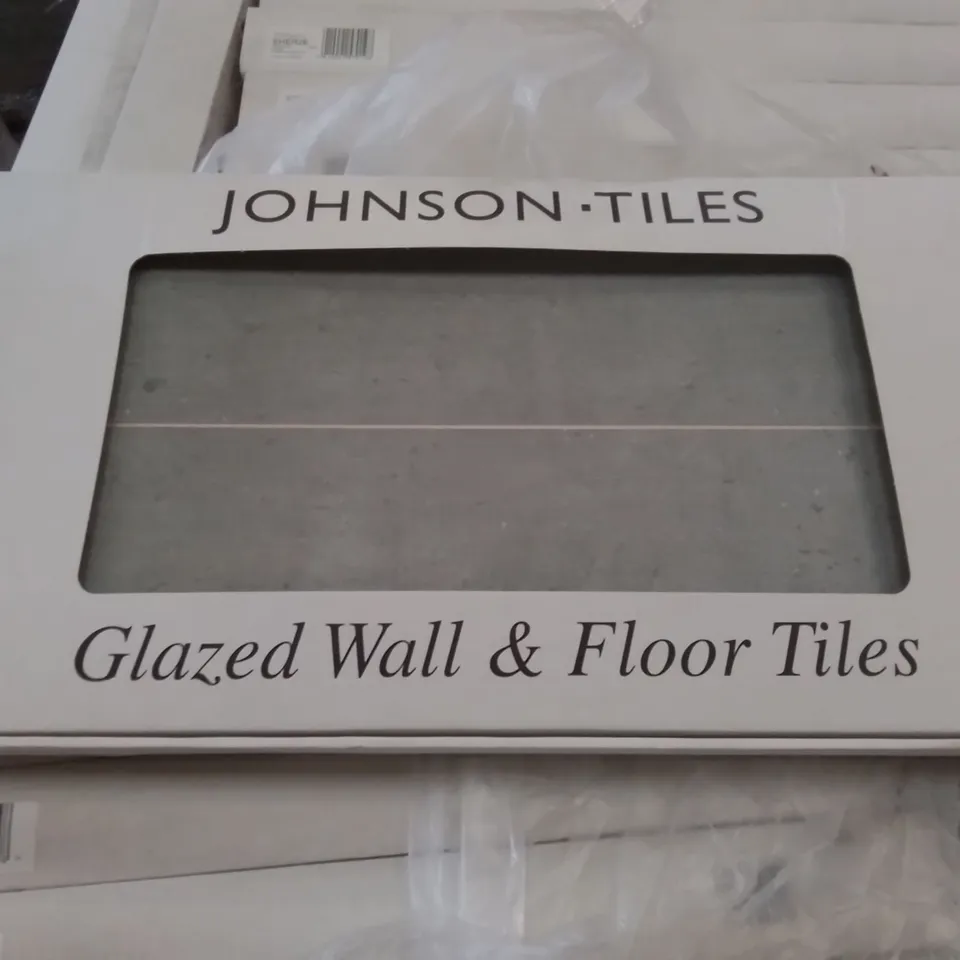 PALLET TO CONTAIN APPROXIMATELY 40 X PACKS OF JOHNSON SHERWOOD SMOKE GLAZED WALL & FLOOR TILES - 5 TILES PER PACK // TILE SIZE: 597 X 297 X 11MM