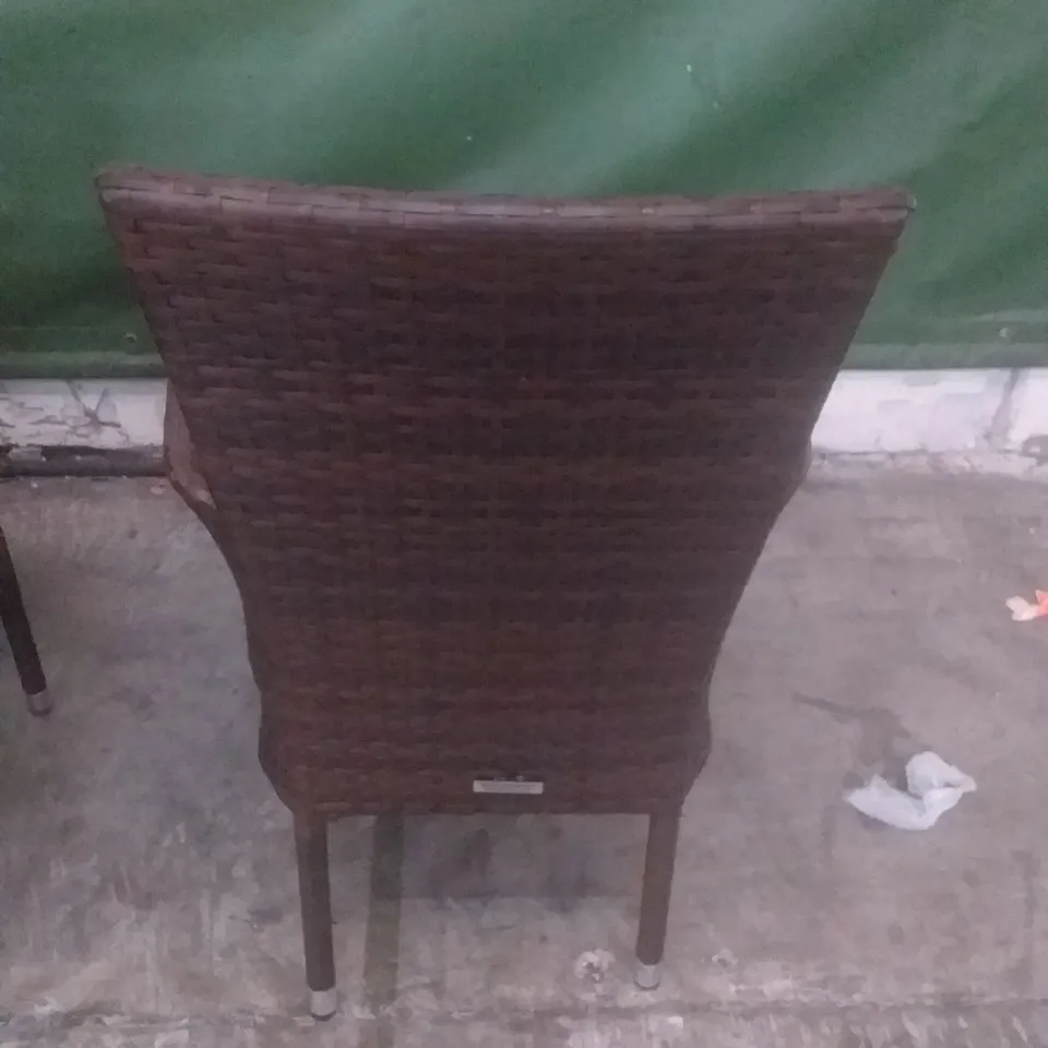 X4 RATTAN EFFECT GARDEN CHAIRS BROWN