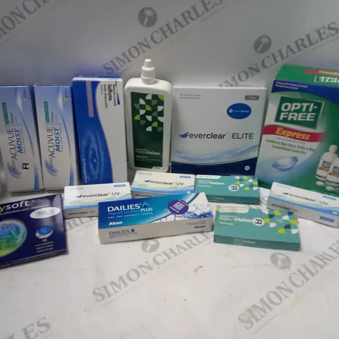LOT OF HOUSEHOLD ITEMS TO INCLUDE CONTACT LENSES , ETC