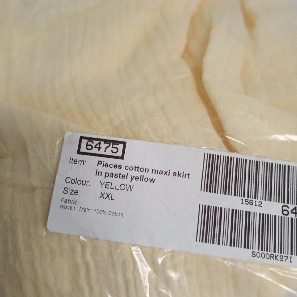 PIECES COTTON MAXI SKIRT – PASTEL YELLOW – UK 20 (XXL) – WOMEN'S CLOTHING