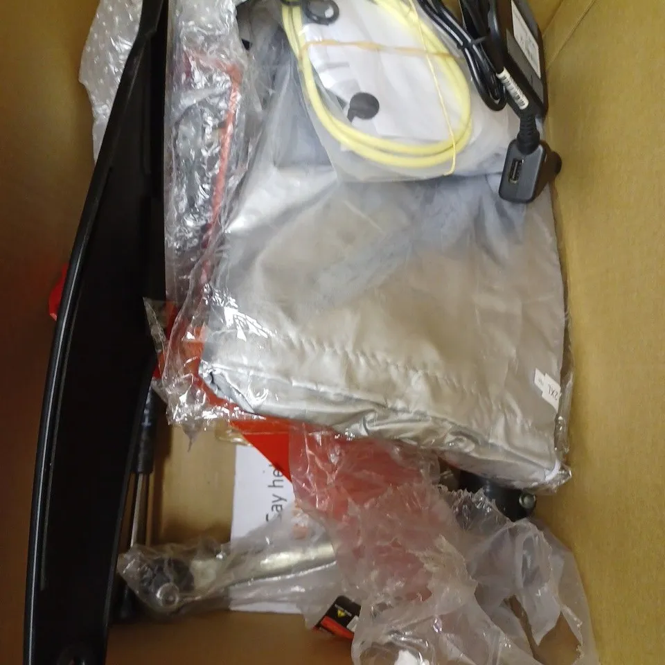 BOX OF APPROXIMATELY 20 ASSORTED VEHICULAR PARTS AND ACCESSORIES TO INCLUDE LASER PLATINUM SPARK PLUG, WIPER BLADE, OIL DIPSTICK ETC 