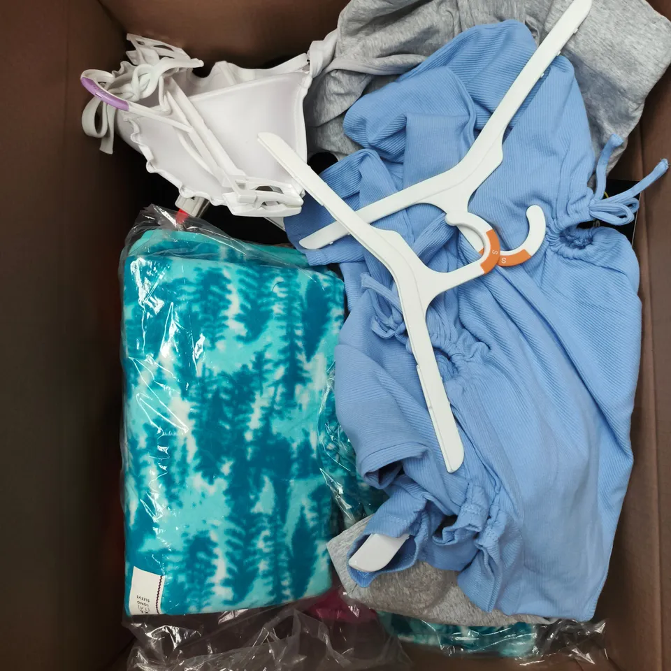 APPROXIMATELY 25 ASSORTED CLOTHING PRODUCTS IN VARIOUS STYLES & SIZES TO INCLUDE PANTS, T-SHIRTS, JUMPERS ETC