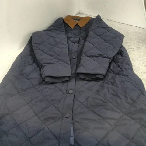 CENTIGRADE QUILTED COAT β NAVY WITH BROWN CORD COLLAR, UK 2XL