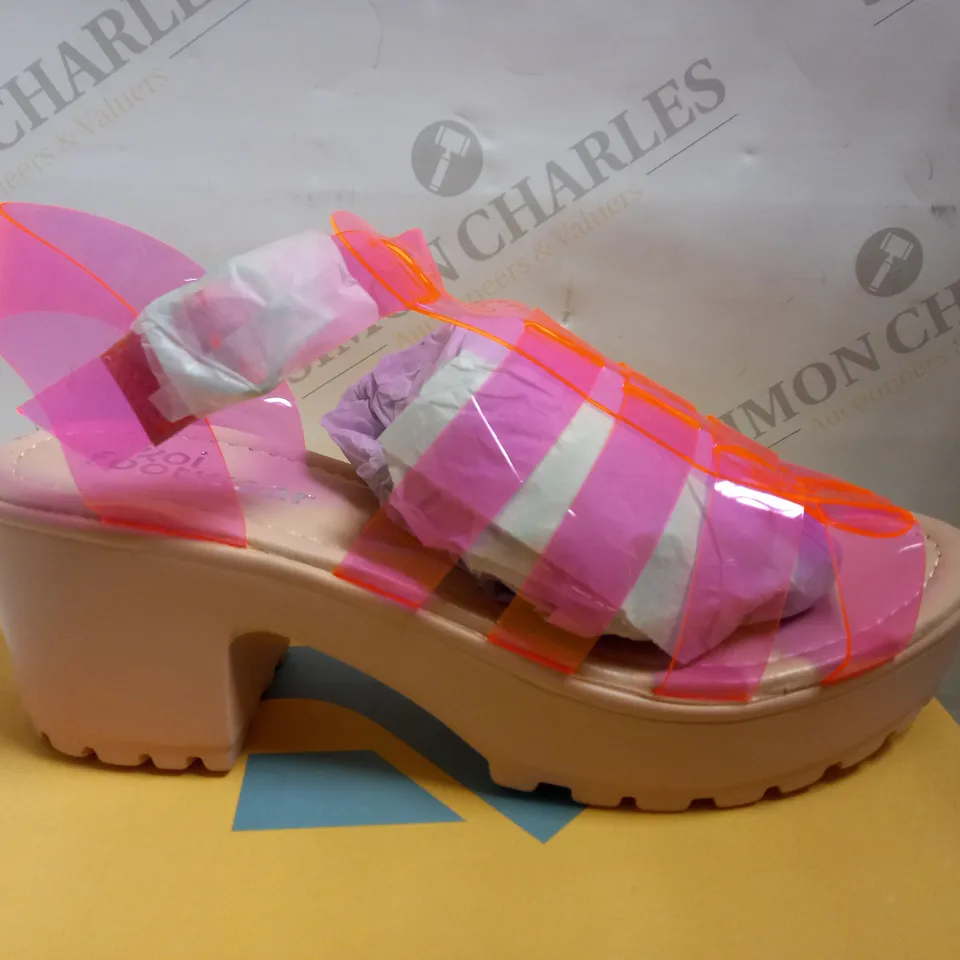 KOI VEGAN PINK STRAPPY JELLY CLEATED SANDALS - SIZE 8