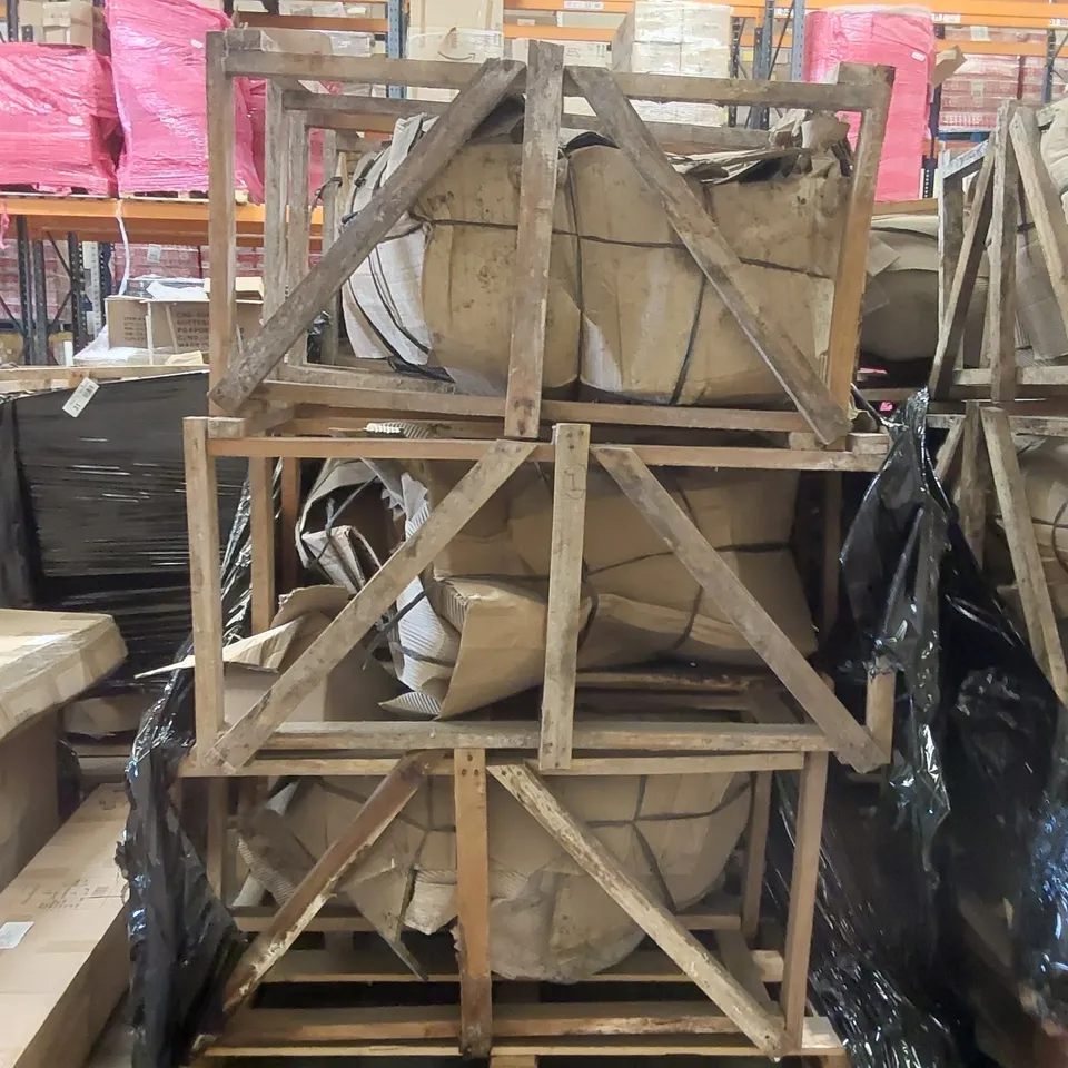 PALLET CONTAINING 3 HOMESDIRECT365 TEAK ROOT DRIFT ROUND COFFEE TABLE BASES