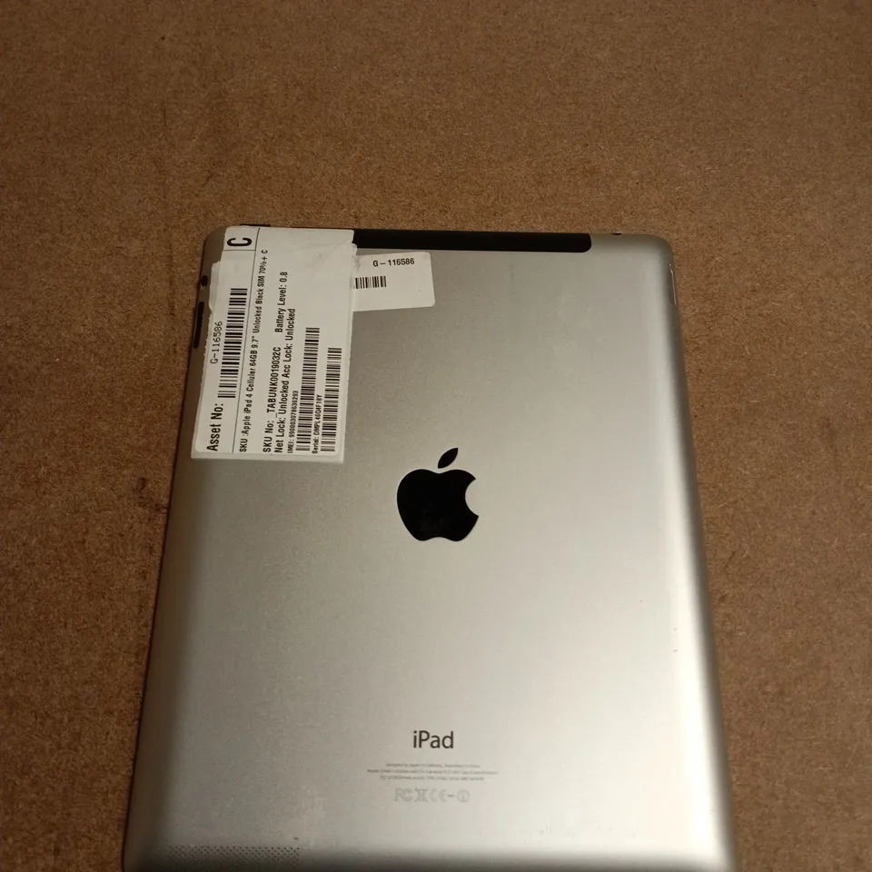 APPLE IPAD 4 CELLULAR - 9.7" SCREEN