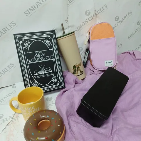 APPROXIMATELY 7 COTTON ON ITEMS INCLUDING EXTRA LARGE PURPLE TOTE BAG, TIN OF SOCKS, SAFE