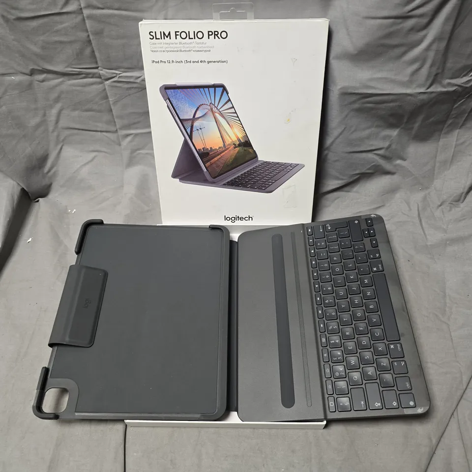 LOGITECH SLIM FOLIO PRO  IN BLACK FOR IPAD PRO 12.9-INCH (3RD/4TH GEN) – KEYBOARD CASE (BOXED)