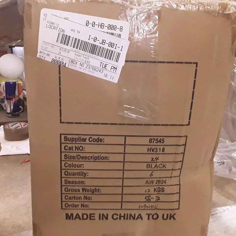 BOXED BRAND NEW JDWILLIAMS DENIM HOODED TRENCH SIZE 24 BLACK COLOUR APPROXIMATELY 4 PIECES