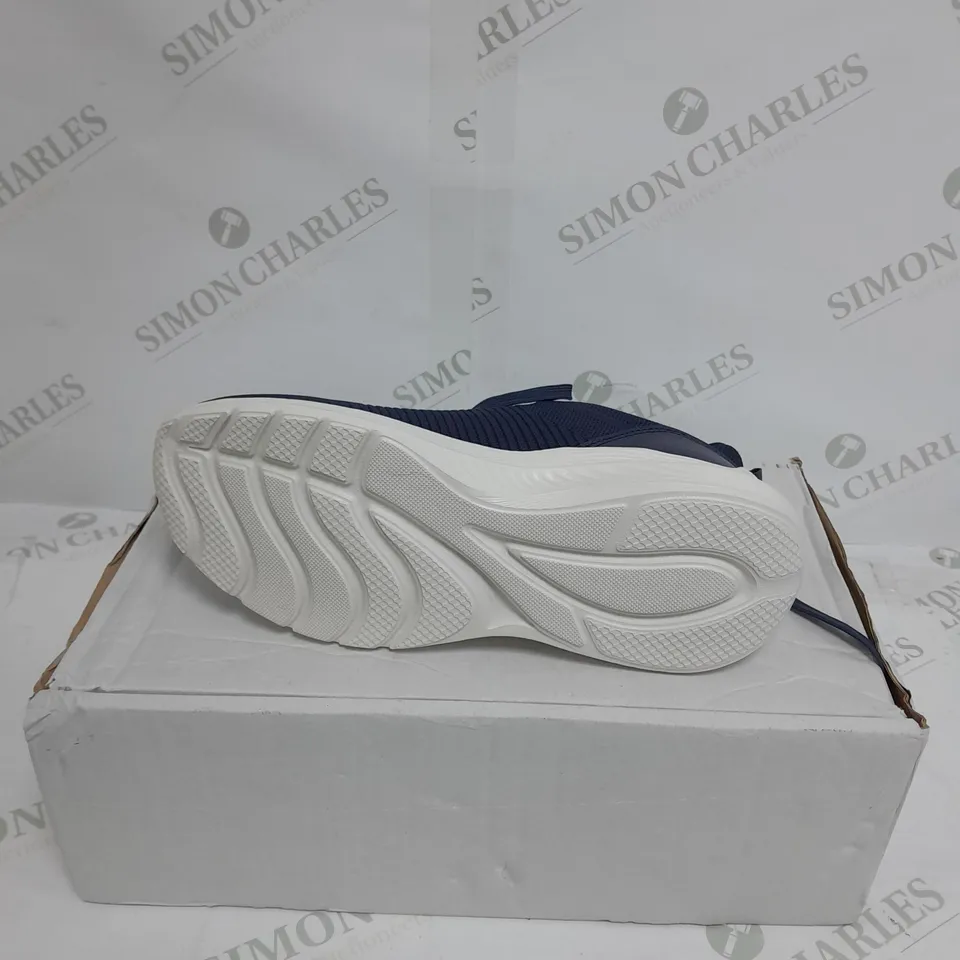 BOXED NAVY BLUE SKETCHERS TRAINERS SIZE 4.5