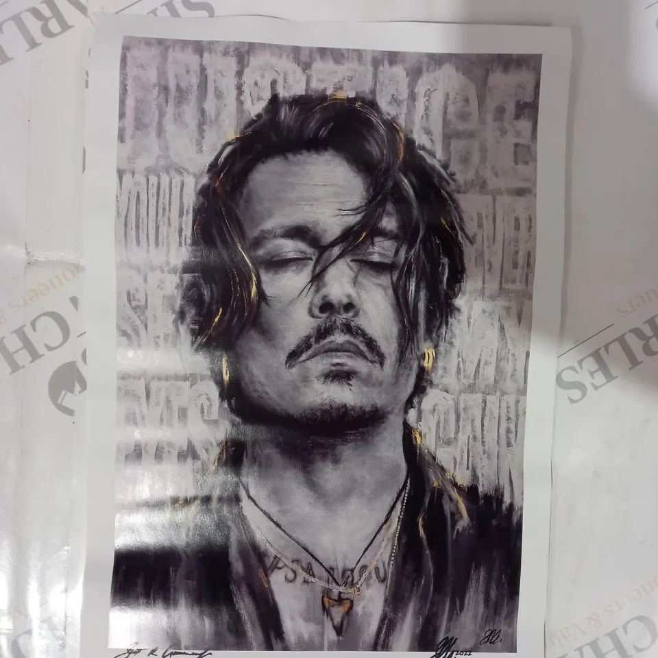 SIGNED JOHNNY DEPP ART PRINT