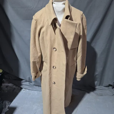 ALBARAY BEIGE LONG WOOL-BLEND COAT – SIZE 14