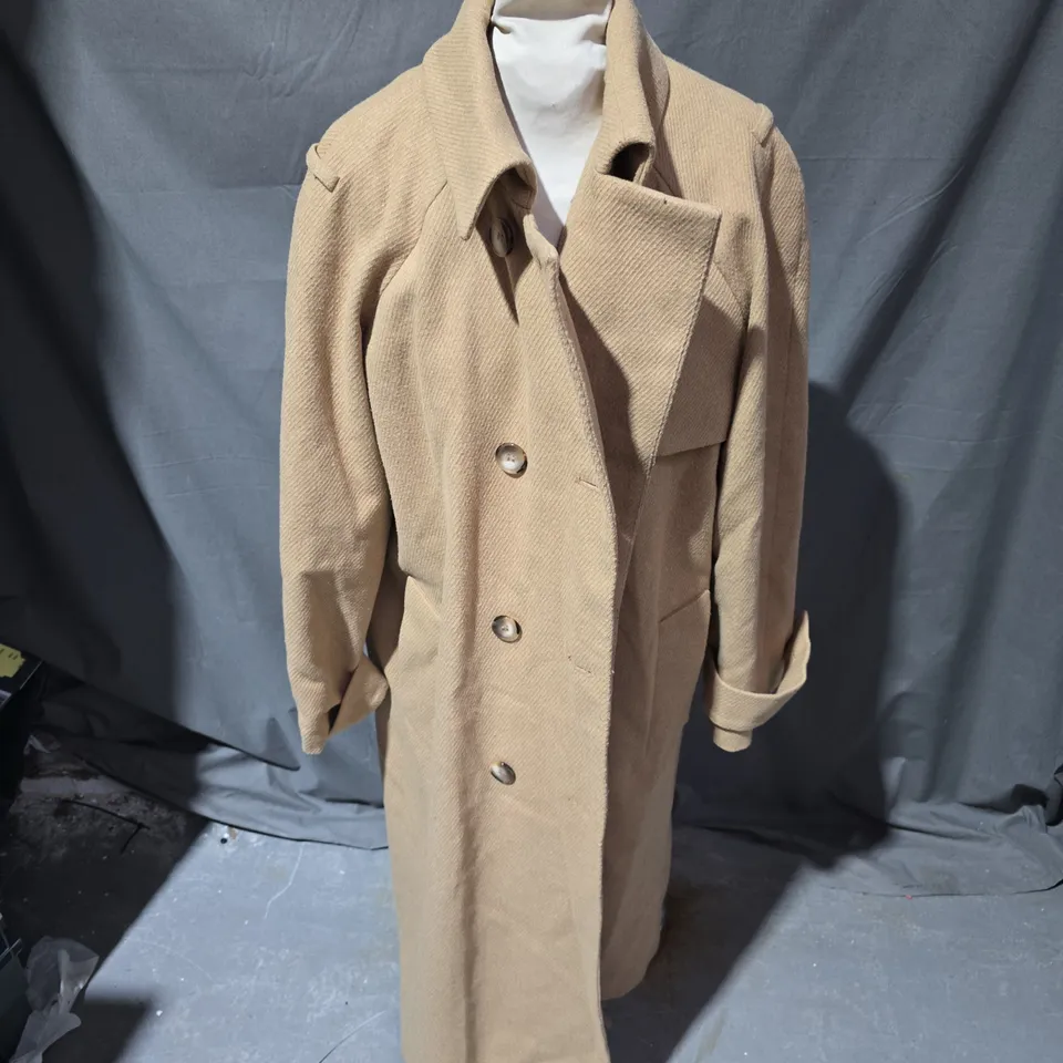 ALBARAY BEIGE LONG WOOL-BLEND COAT – SIZE 14