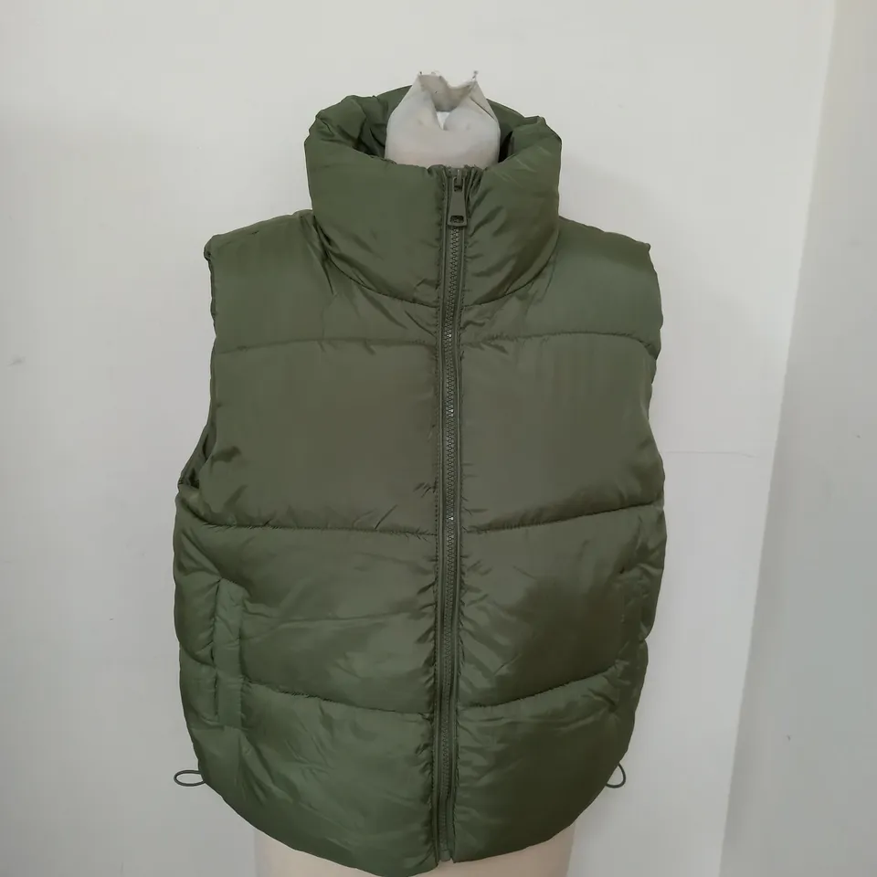 WOMENS ZIPPED KHAKI PADDED GILET SIZE 10