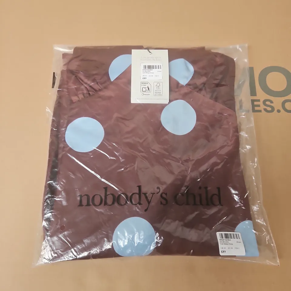 BAGGED NOBODYS CHILD CALI MIDAXI DRESS IN BROWN - UK 10